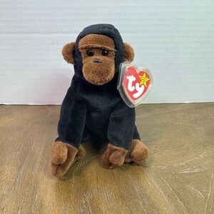 Rare Retired Ty Beanie Baby Bongo the Monkey – 1995 PVC Pellets, 7” Plush